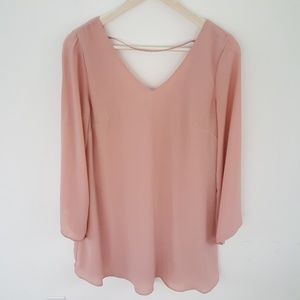 Lush blush pink bell sleeve shift dress